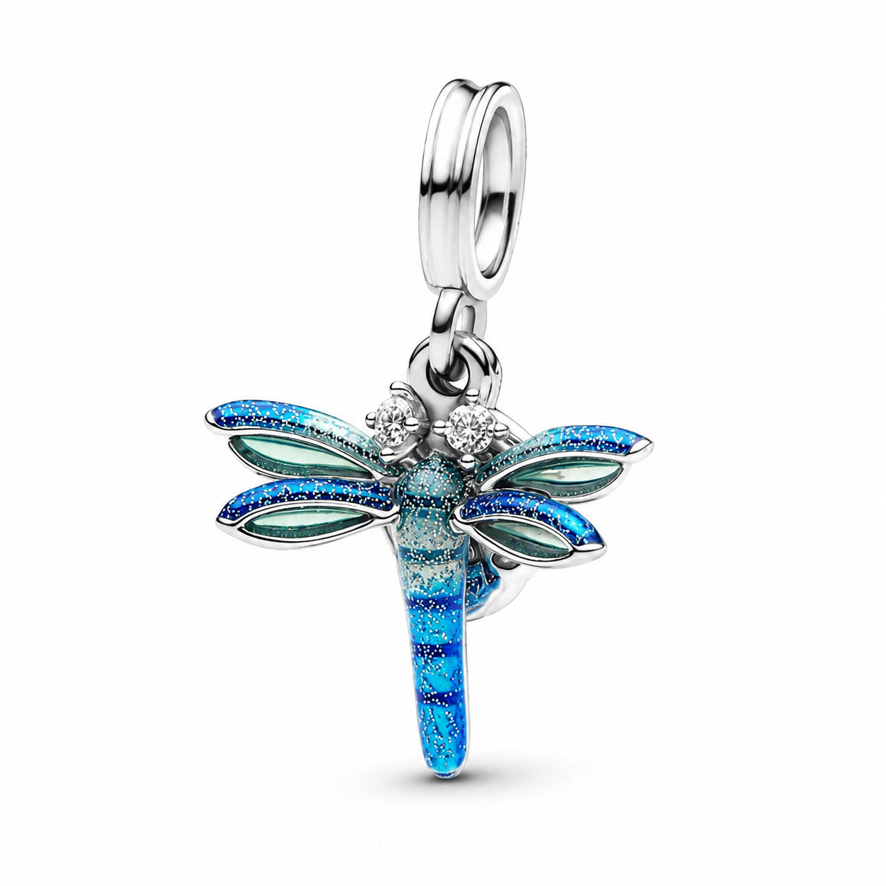 Dragonfly Double Dangle Charm S925 Sterling Silver
