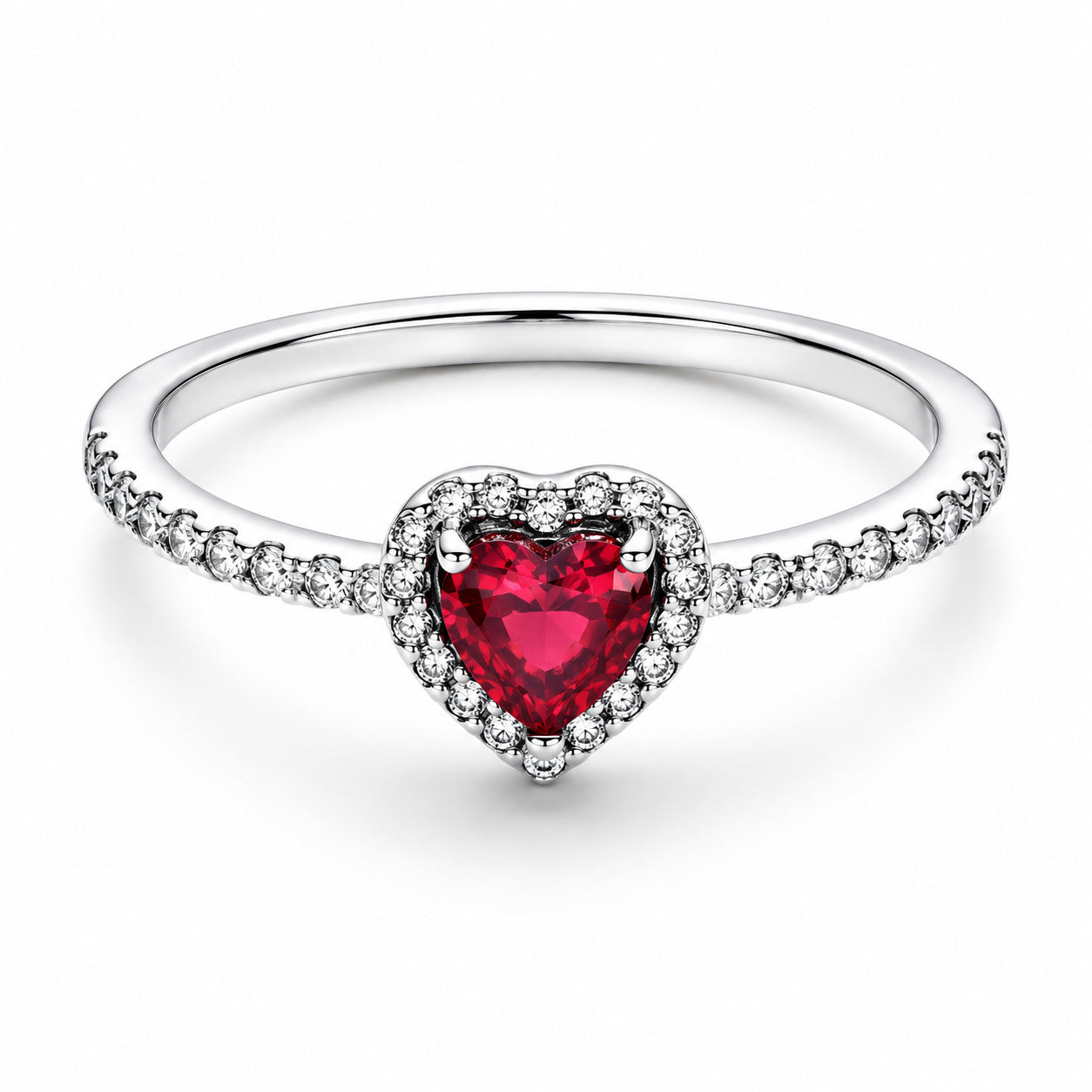 Elevated Red Heart Ring S925 Sterling Silver