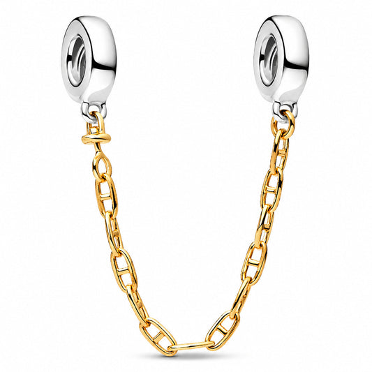 Elongated Safety Chain Charm  S925 Sterling Silver