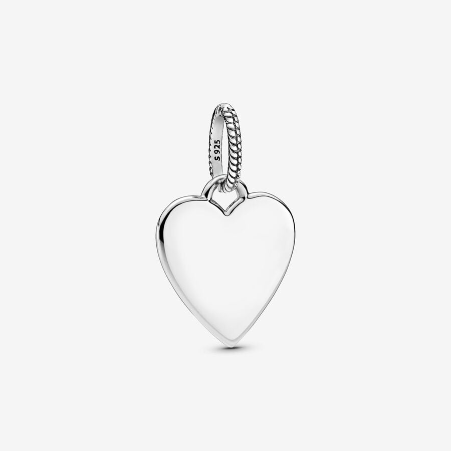 Engravable Heart Dangle Charm S925 Sterling Silver