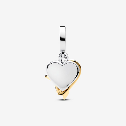 Engravable Heart & Arrow Double Dangle Charm  S925 Sterling Silver