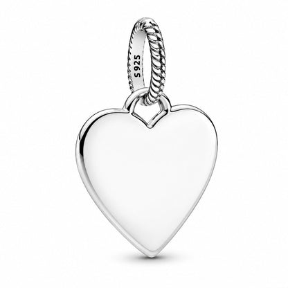 Engravable Heart Dangle Charm  S925 Sterling Silver