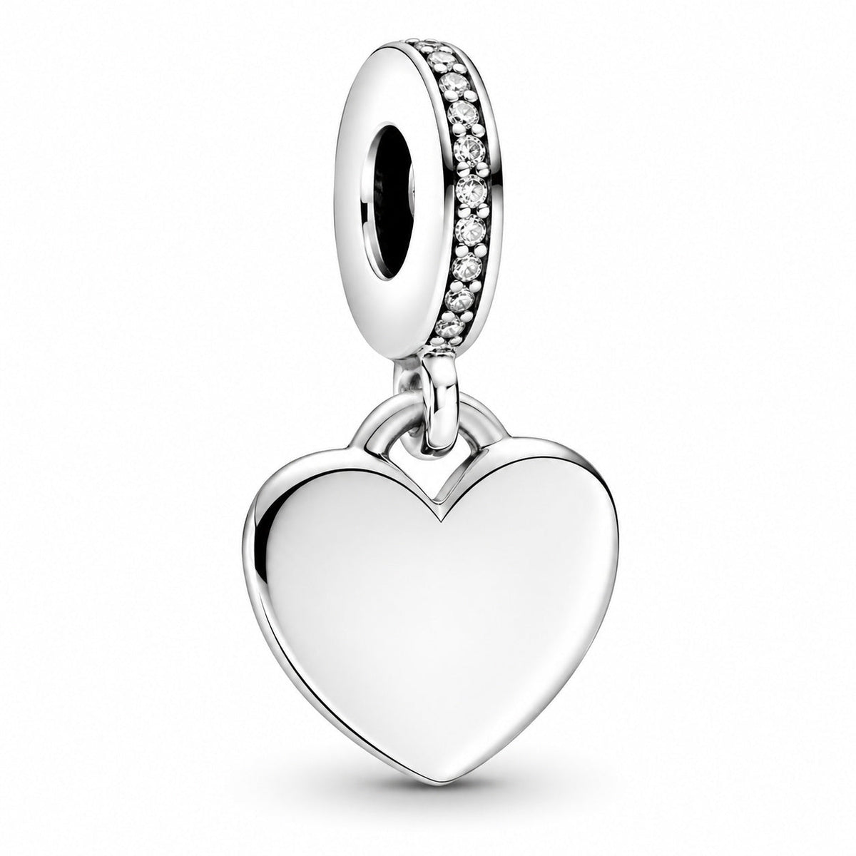 Engravable Love Heart Dangle Charm  S925 Sterling Silver