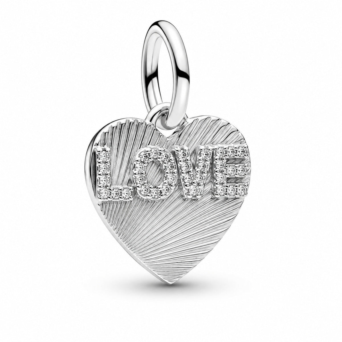 Engravable Love Heart Dangle Charm  S925 Sterling Silver