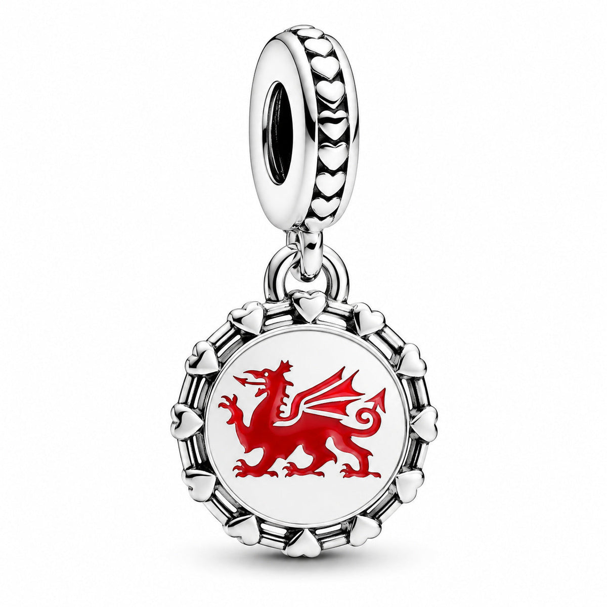 Engravable Welsh Red Dragon Dangle Charm  S925 Sterling Silver
