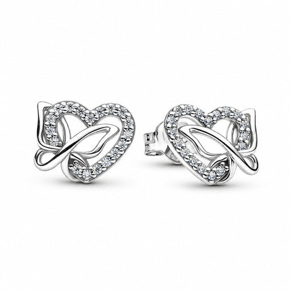 Entwined Heart & Butterfly Stud Earrings