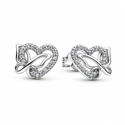 Entwined Heart & Butterfly Stud Earrings