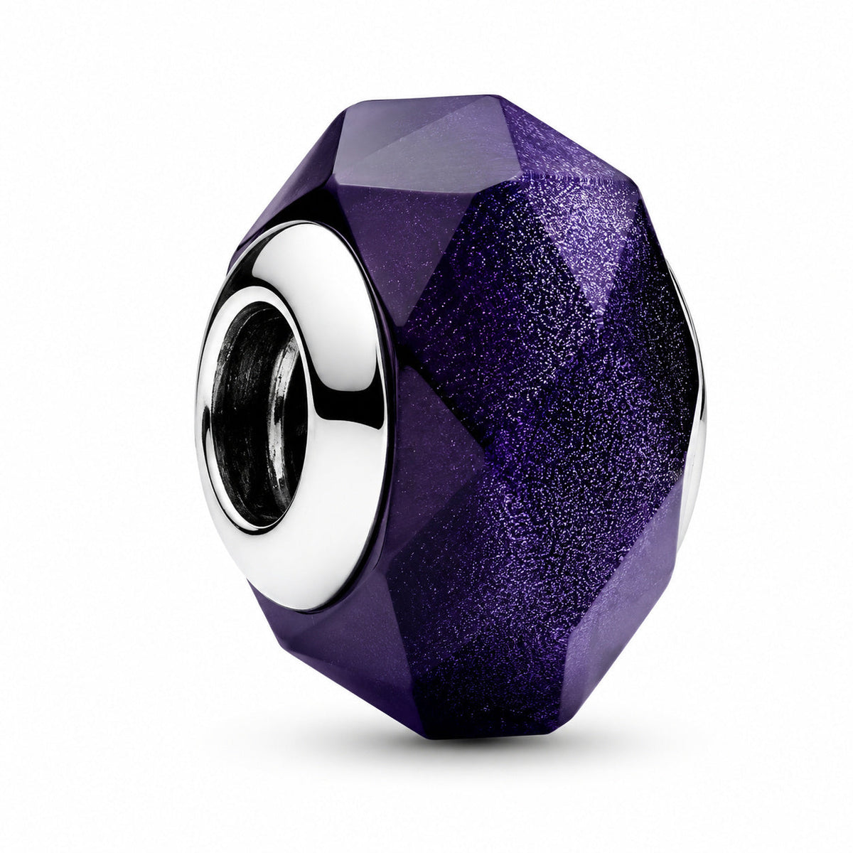Faceted Blue Murano Glass Charm  S925 Sterling Silver