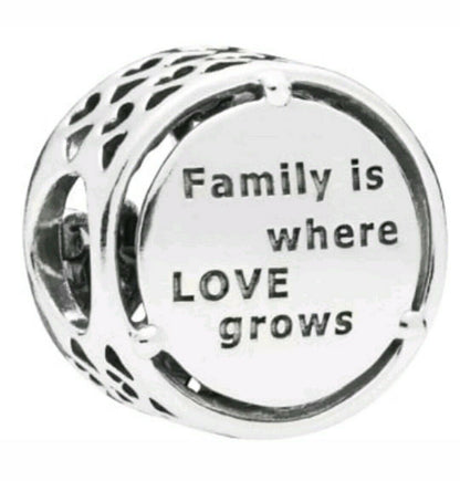 Openwork Family Root Tree Charm S925 Sterling Silver