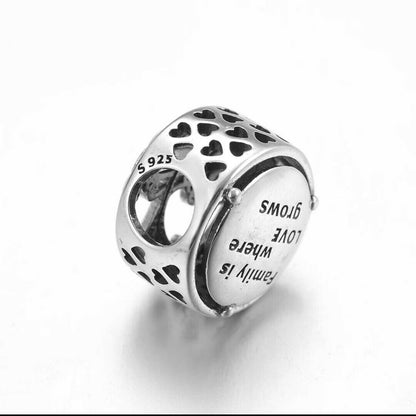 Openwork Family Root Tree Charm S925 Sterling Silver