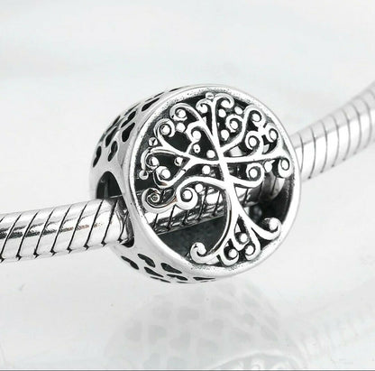 Openwork Family Root Tree Charm S925 Sterling Silver