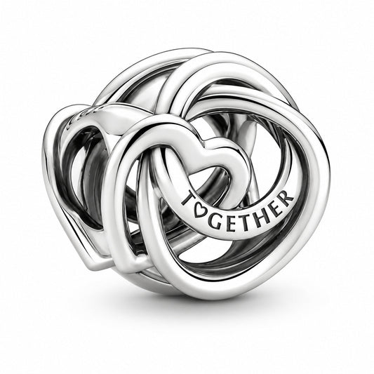 Family Always Encircled Heart Charm  S925  Compatible Sterling Silver Charm