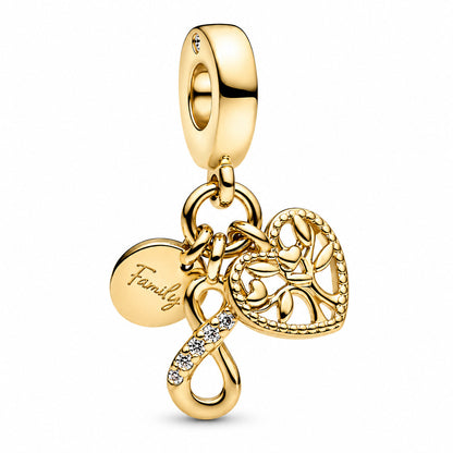 Family Infinity Triple Dangle Charm  S925 Sterling Silver