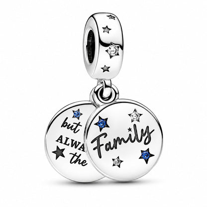 Family Love Double Dangle Charm S925 Sterling Silver