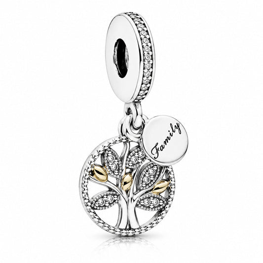 Family Tree Dangle Charm S925 Sterling Silver