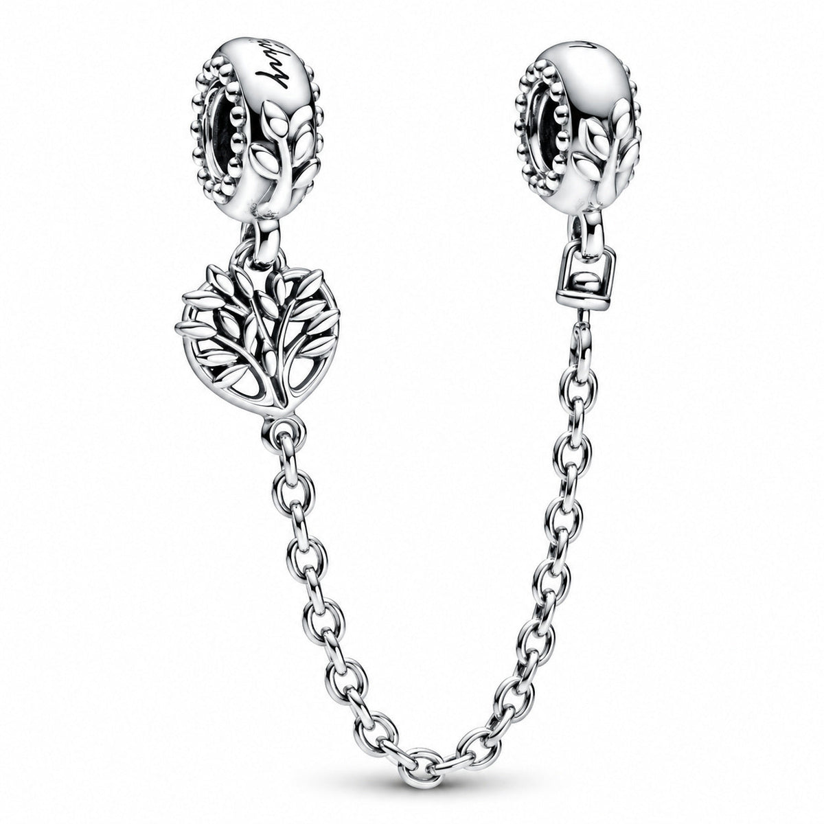 Family Tree Safety Chain Charm S925 Sterling Silver