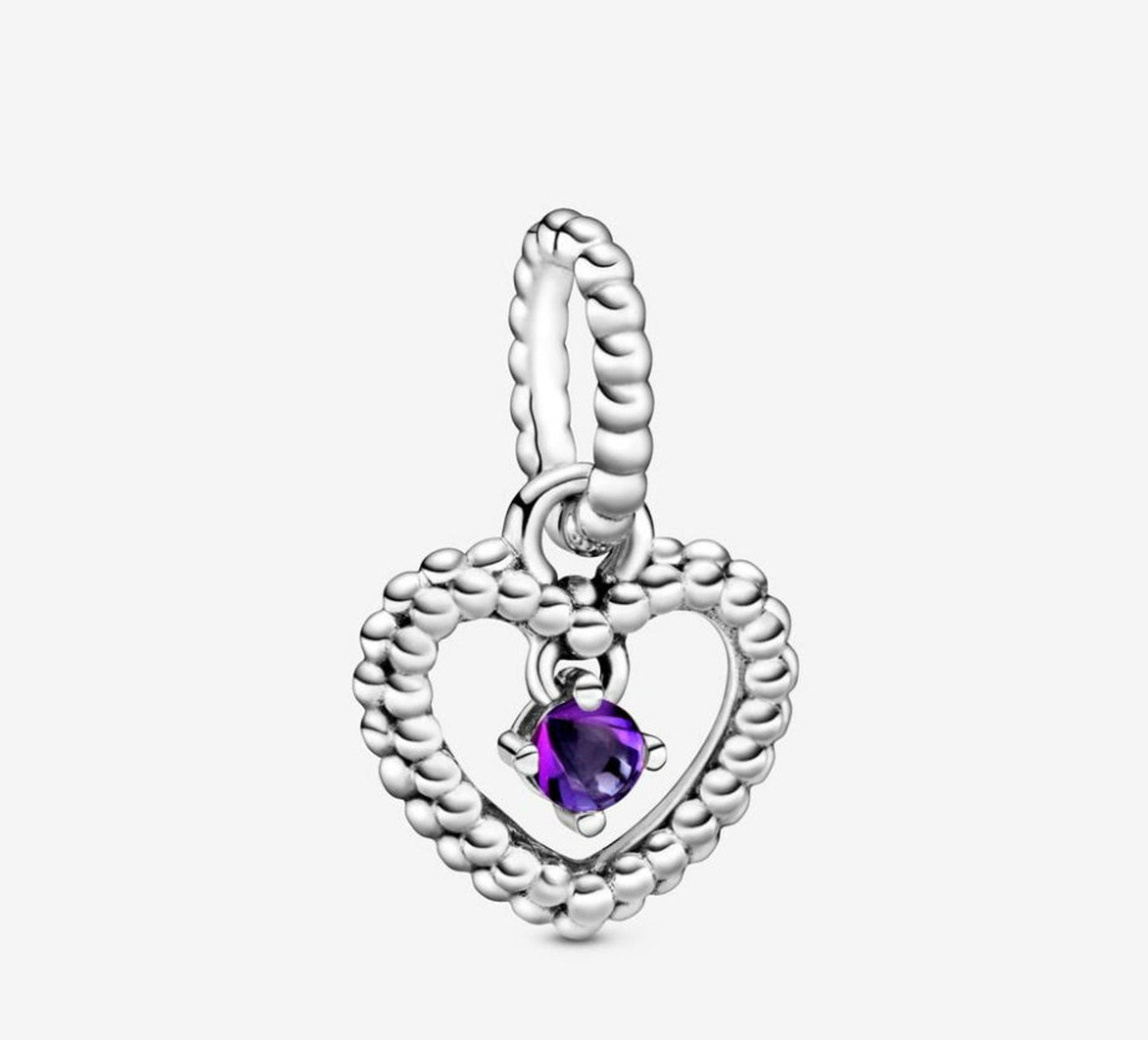 Birthstone Heart Months Dangle Silver Charm S925 Sterling Silver Charms Collection