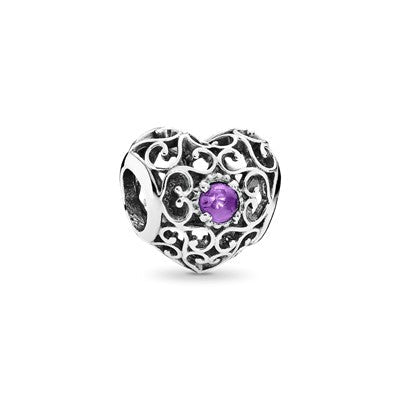 S925 Signature Heart Birthstone Months Sterling Silver Charms Collection
