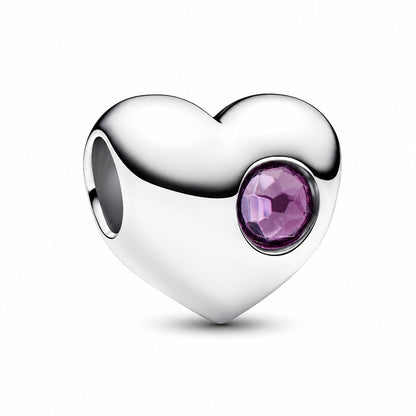 Birthstone Hearts Bracelet Charm S925 Sterling Silver