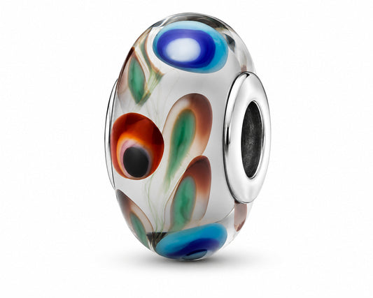 Folklore Murano Glass Bead Charm  S925 Sterling Silver