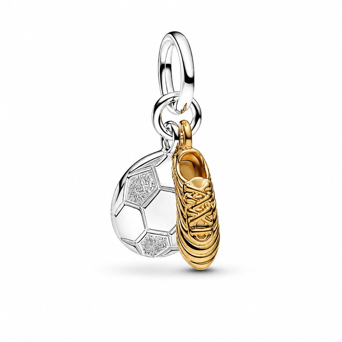Football Boot Double Dangle Charm  S925 Sterling Silver