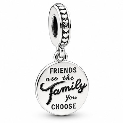 Friends Are Family Dangle Charm S925  Compatible Sterling Silver Charm