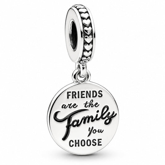 Friends Are Family Dangle Charm S925  Compatible Sterling Silver Charm