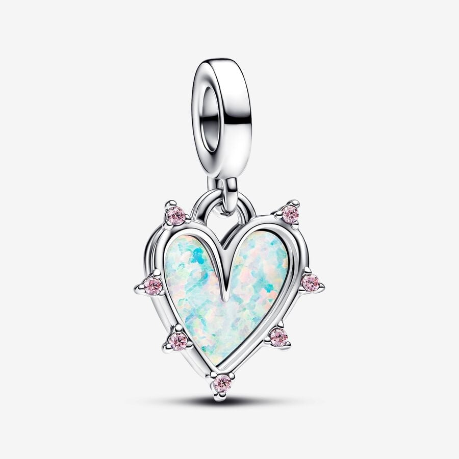 Friendship Opalescent Double Dangle Charm S925 Sterling Silver