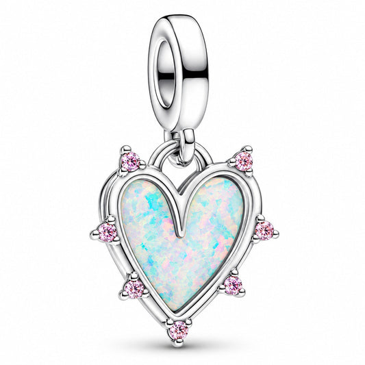 Friendship Opalescent Double Dangle Charm  S925 Sterling Silver