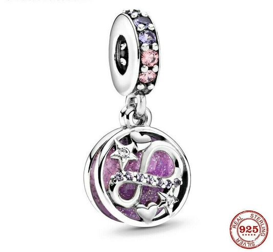 Glittering Infinity Dangle Charm S925 Sterling Silver