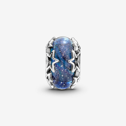 Galaxy Blue & Star Murano Charm S925 Sterling Silver
