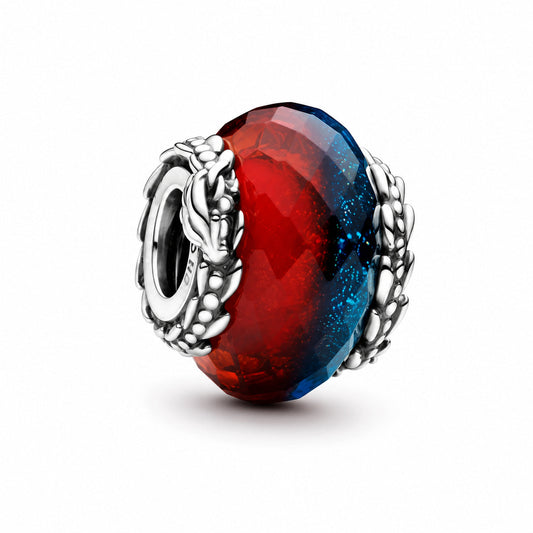 Game of Thrones Ice & Fire Dragons Dual Murano Glass Charm  S925 Sterling Silver