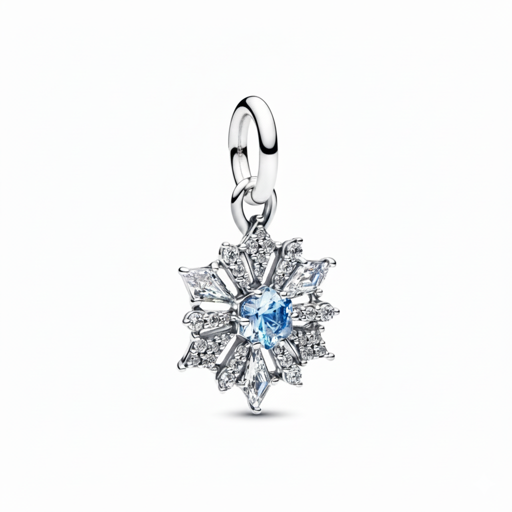 Disney Frozen Queen Elsa Snowflake Dangle Charm S925 Sterling Silver