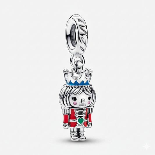 Festive Nutcracker Christmas Dangle Charm S925 Sterling Silver