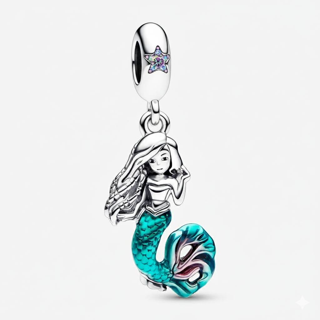 Disney The Little Mermaid Ariel Dangle Charm S925 Sterling Silver