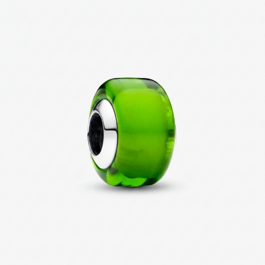 Green Mini Murano Glass Charm S925 Sterling Silver