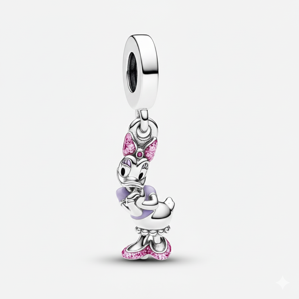 Disney Daisy Duck Dangle Charm S925 Sterling Silver