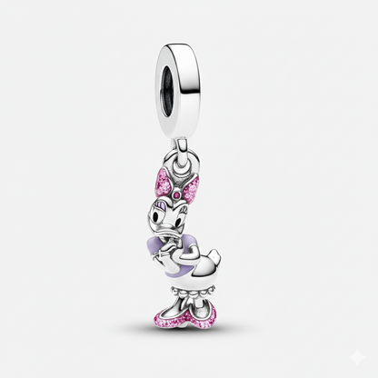 Disney Daisy Duck Dangle Charm S925 Sterling Silver