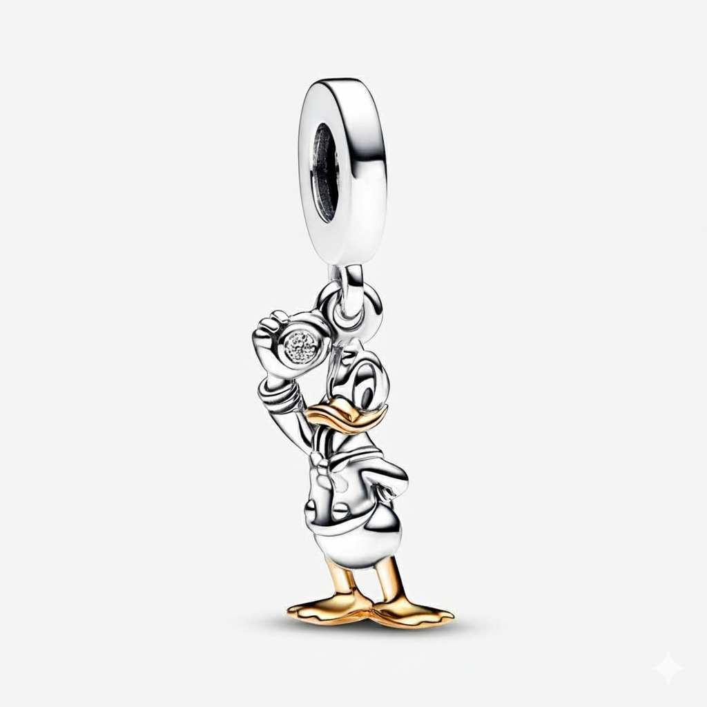 Disney 100th Anniversary Donald Duck Dangle Charm S925 Sterling Silver