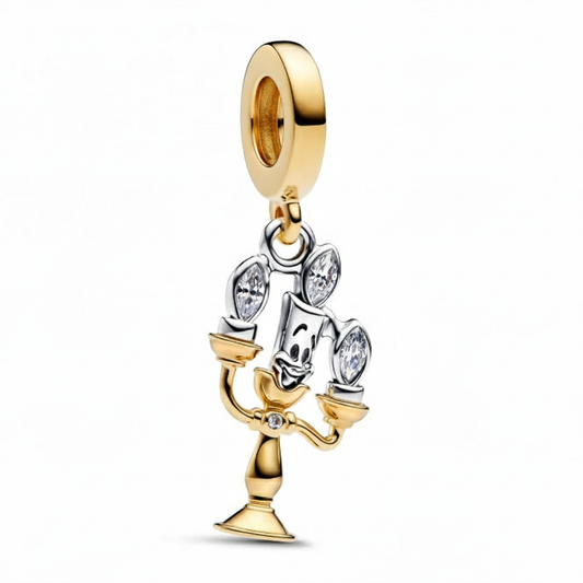 Disney Beauty and the Beast Lumiere Dangle Charm Hallmarked S925 Sterling Silver