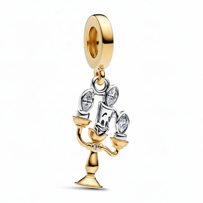 S925 Disney Beauty & Beast Dancing Belle Enchanted Rose Princess Sterling Silver Charm Collection