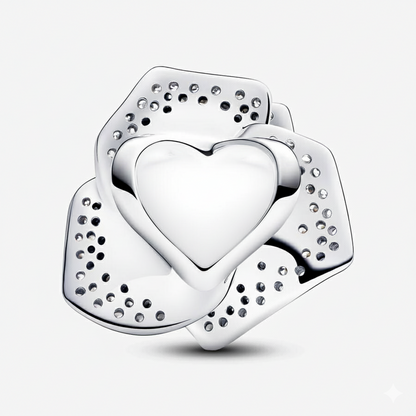 Sparkling Rose in Bloom Oversized Charm S925 Sterling Silver