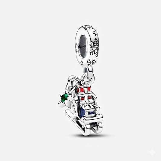 Christmas Sleigh 2023 Dangle Charm S925 Sterling Silver