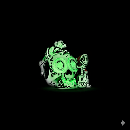 Disney Pixar Coco Miguel & Dante Skull Glow-in-the-dark Charm S925 Sterling Silver