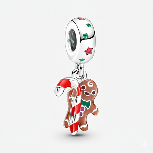 Gingerbread Man Dangle Charm S925 Sterling Silver