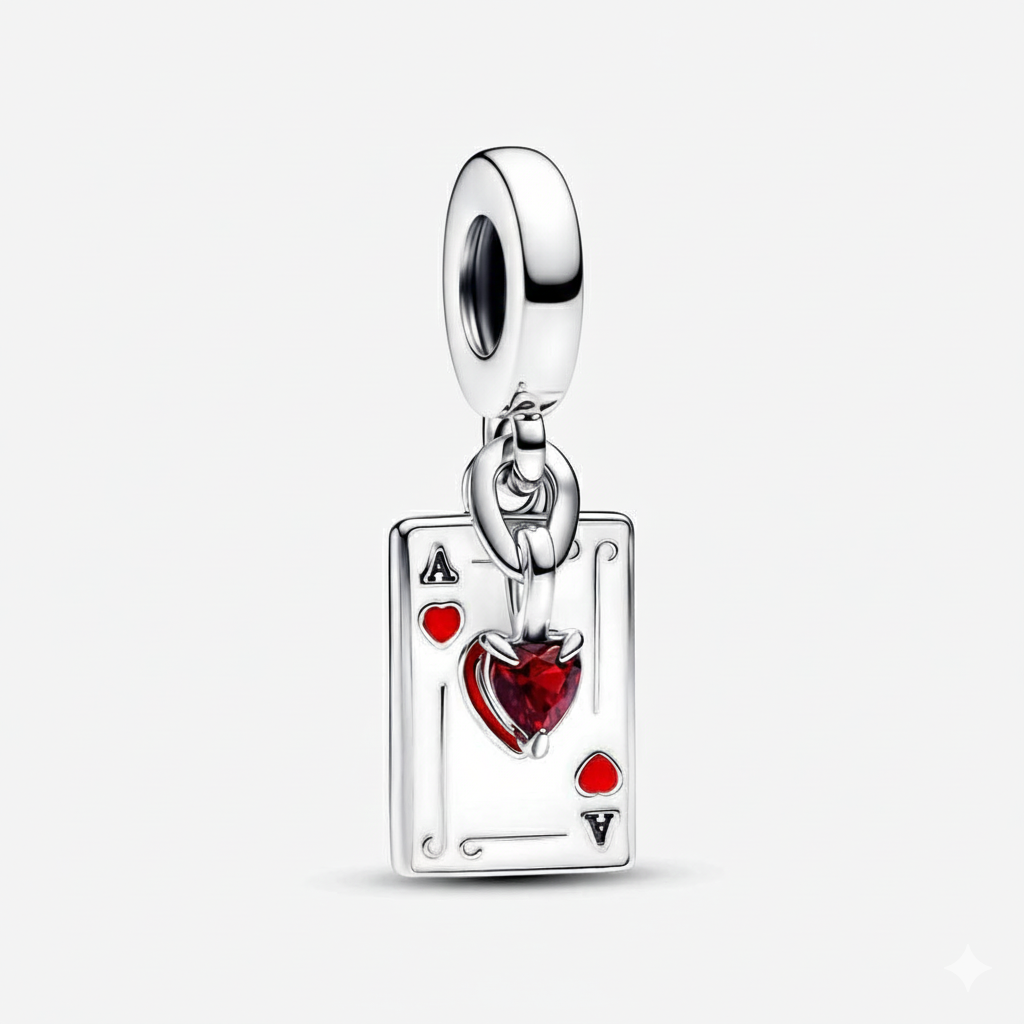 Disney Villains Queen of Hearts Double Dangle Charm Hallmarked S925 Sterling Silver