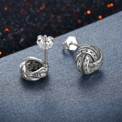 Sparkling love knots Sterling Silver stud Earrings