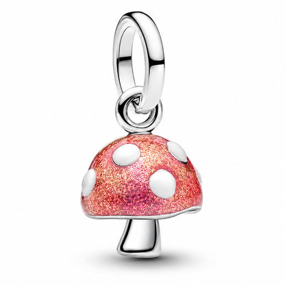 Glow-in-the-Dark Mushroom Dangle Charm S925 Sterling Silver