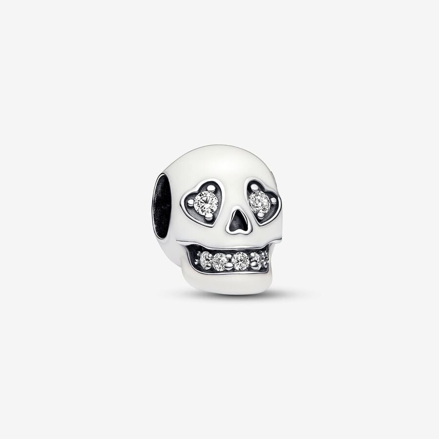 Glow-in-the-dark Sparkling Skull Charm S925 Sterling Silver