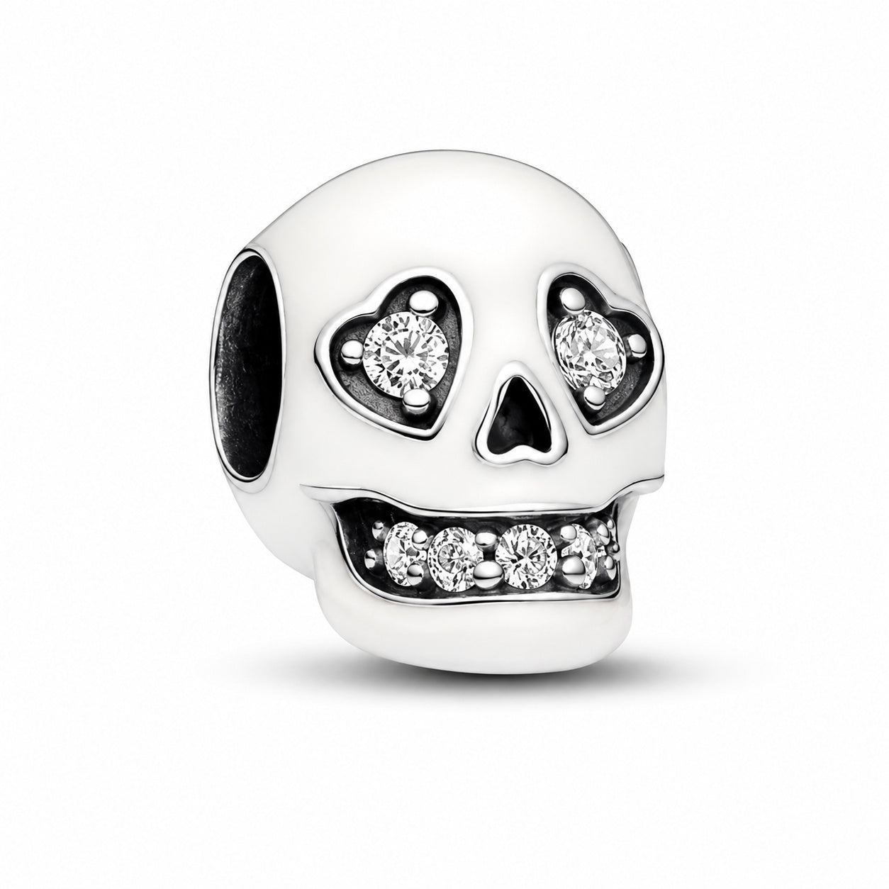 Glow-in-the-dark Sparkling Skull Charm S925 Sterling Silver